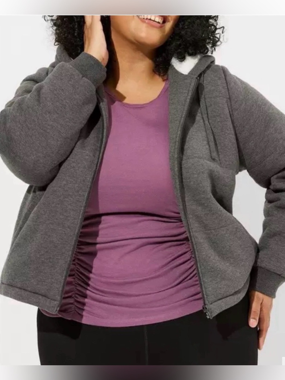 Torrid Fleece Fur Lined Bomber in Grey